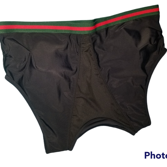 Striped Mesh Panel High Wasit Bikini Set - Picture 4 of 7